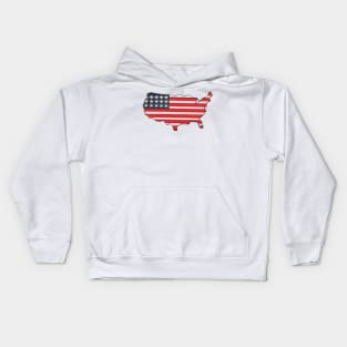 Embroidery American Flag Map Kids Hoodie